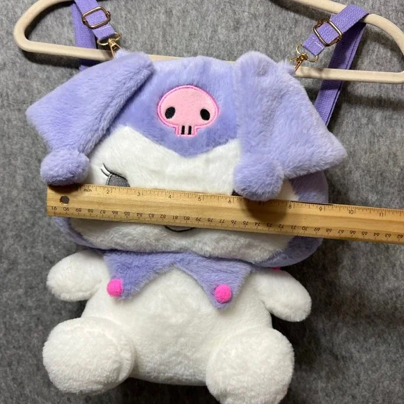 Sanrio Kuromi Plush‎ Backpack Shoulder Bag Plushie Kawaii Purple White - Picture 4 of 9